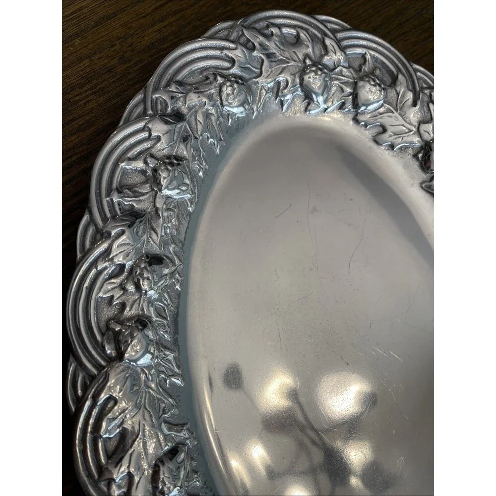 Vintage Wilton Armetale Oak Acorn Oval Serving Platter 14.5